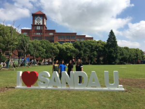 Photo of Students at I Love Sanda U Sign